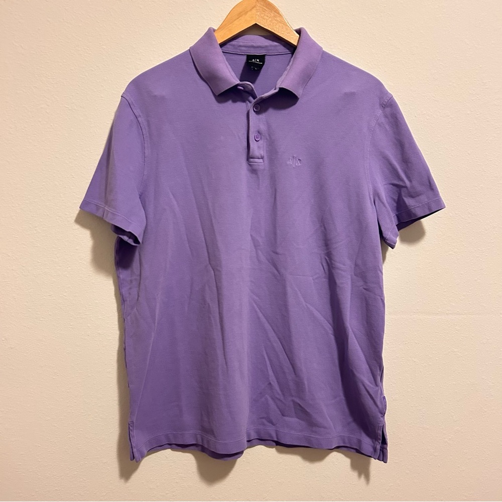 Armani Exchange AX Men’s Large Solid Purple Pique Polo Style Shirt
